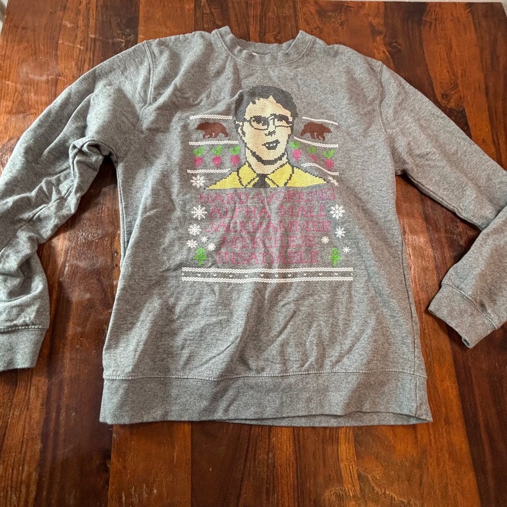 Barstool Sports The Office Dwight Schrute Alpha Male Grey Sweatshirt Medium